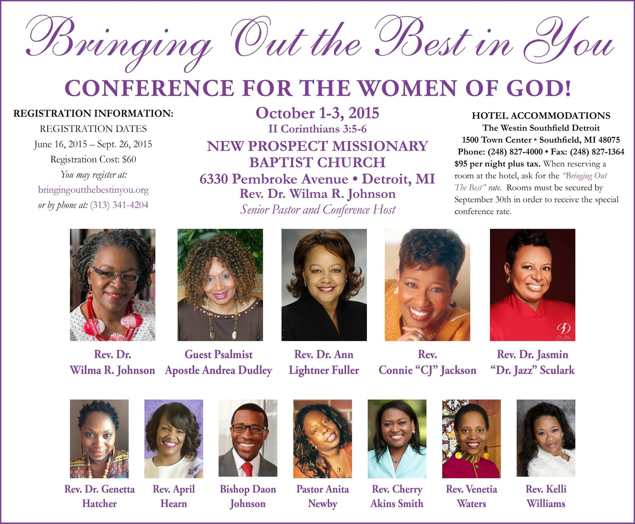 OCT 2-4: Bringing Out the Best in You Women's Conference 2014 @ New Prospect MBC