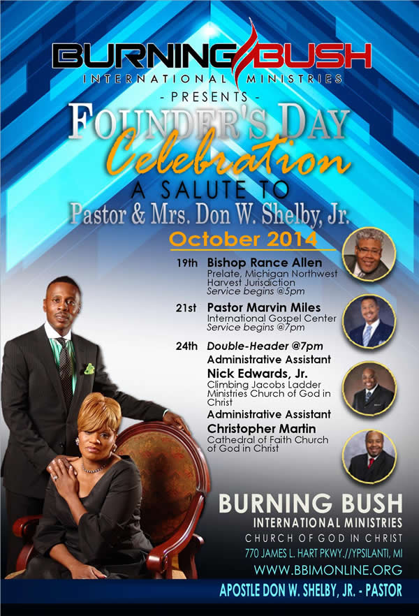 Burning Bush International Ministries Presents Founder's Day Celebration – Detroitgospel.com