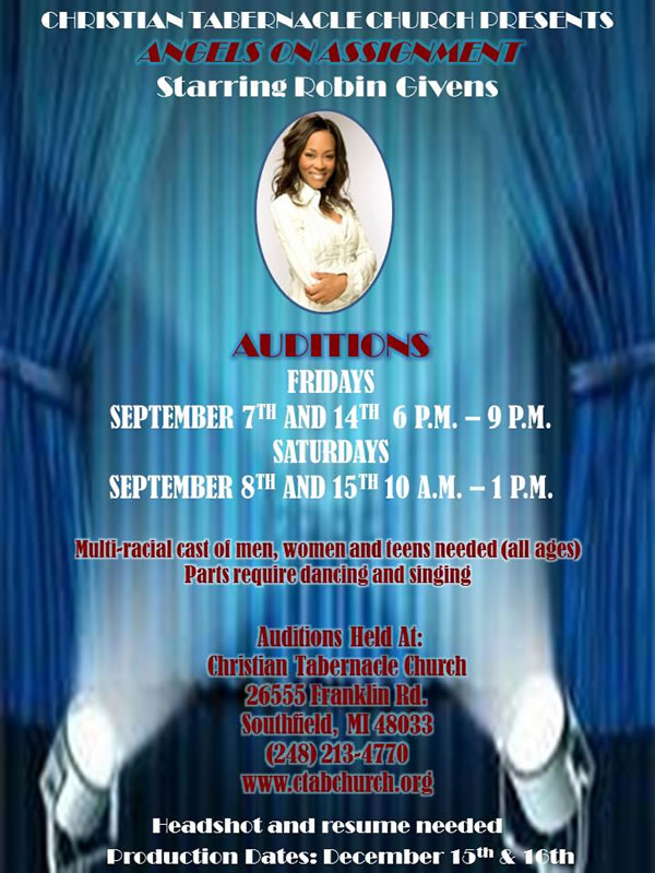 AUDITIONS for play starring Robin Givens Christian Tabernacle