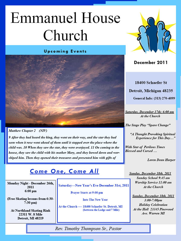 Emmanuel House Church Upcoming Events