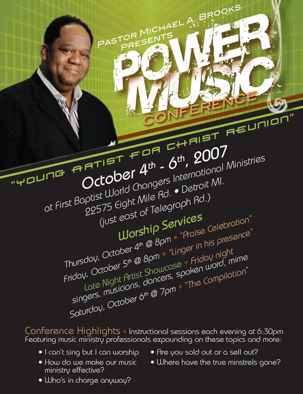 Oct. 46 Pastor Michael Brooks presents "Power Music Conf."Lisa Page