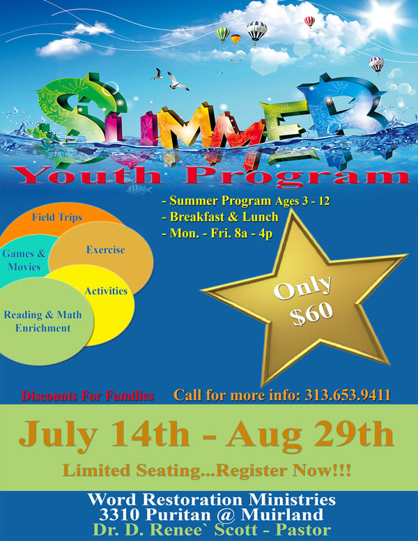 Summer Youth Program, July 14th August 29th, 2014
