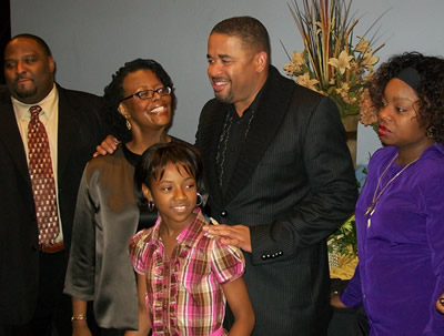 Dr. Deborah Smith Pollard with Byron Cage and winners